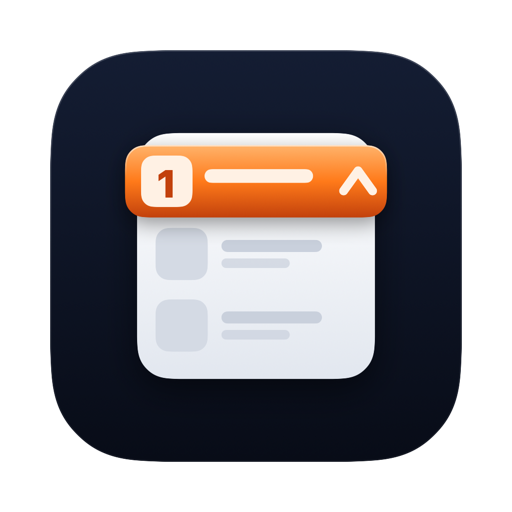 The VisualASO icon: a list of App Store search results on a navy tile, the top row orange with rank 1 and an up arrow